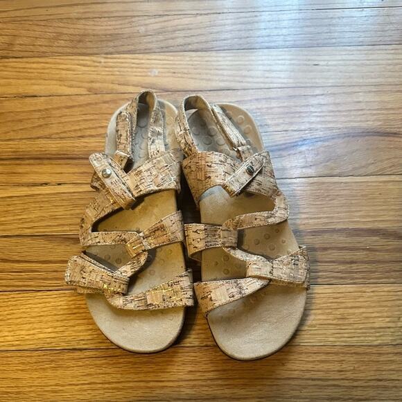 Vionic Paros Gold Cork Print Strap Slingback Sandals - Picture 4 of 7
